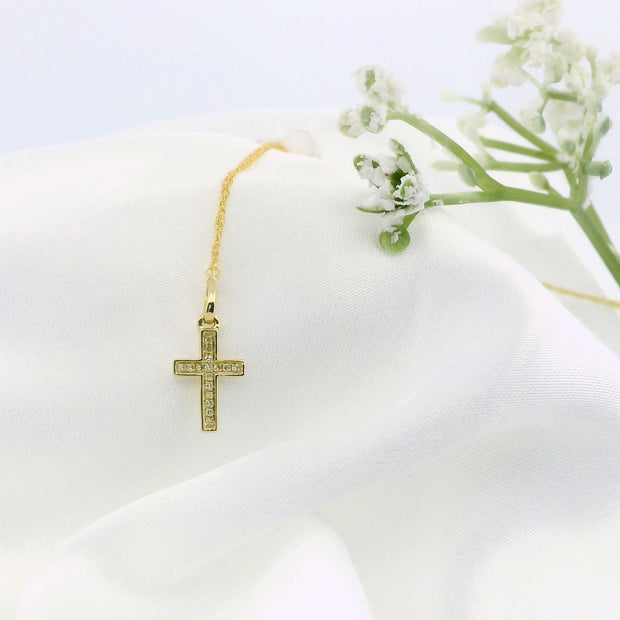 14k Gold Cross Charm Necklace