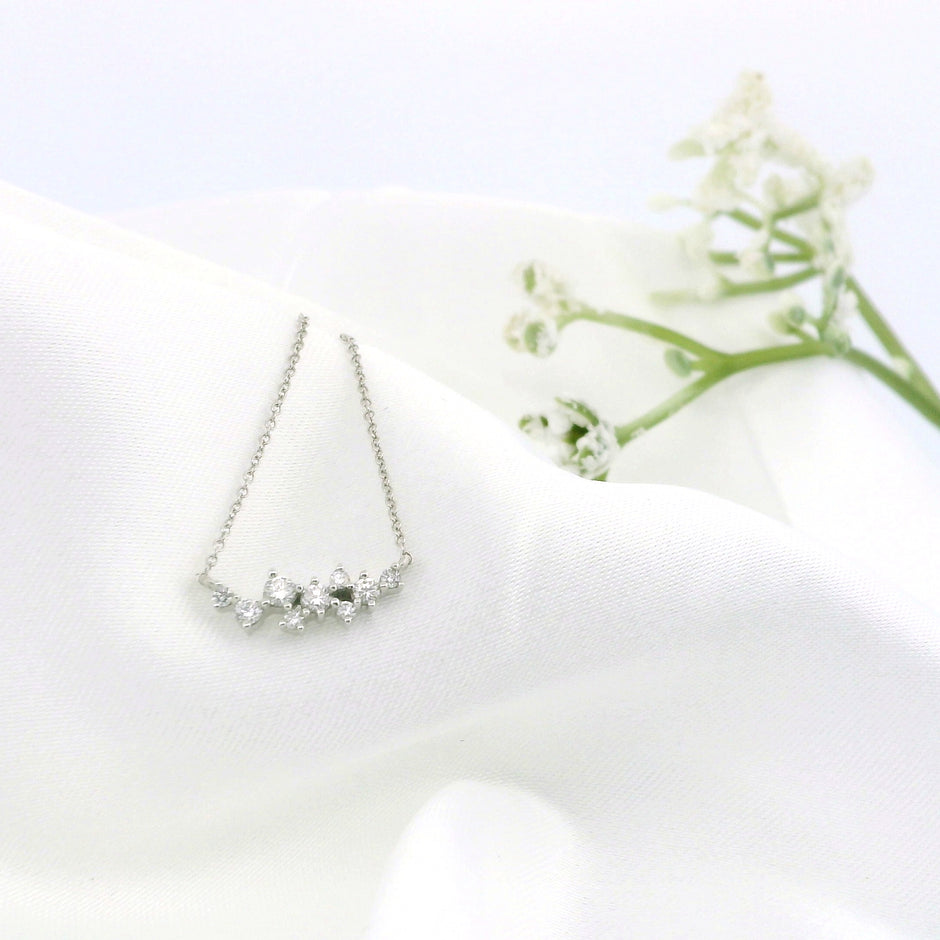 14k Gold Diamond Cluster Charm Necklace