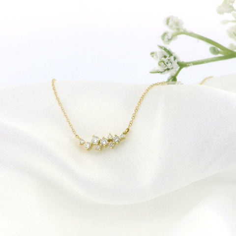 14k Gold Diamond Cluster Charm Necklace