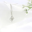 14k White Gold Charm Necklace, Cluster Flower with Rhombus Design