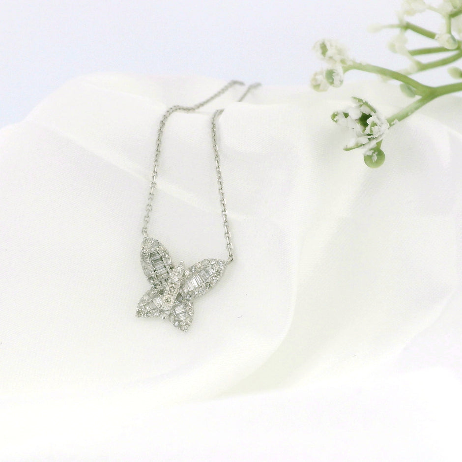 10k White Gold Butterfly Necklace