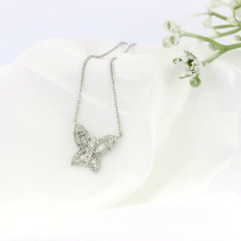 10k White Gold Butterfly Necklace