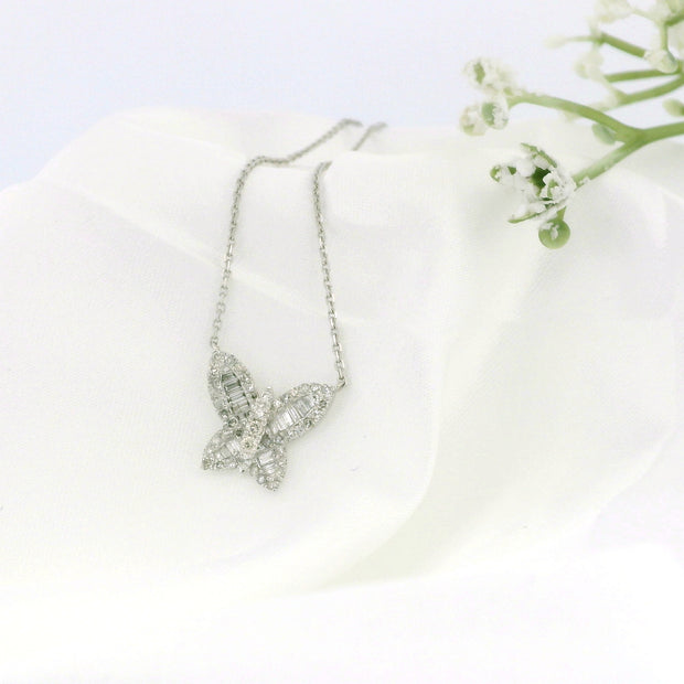 10k White Gold Butterfly Necklace