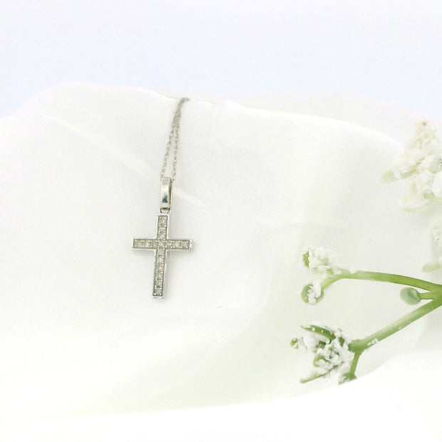 14k Gold Small Cross Charm Necklace