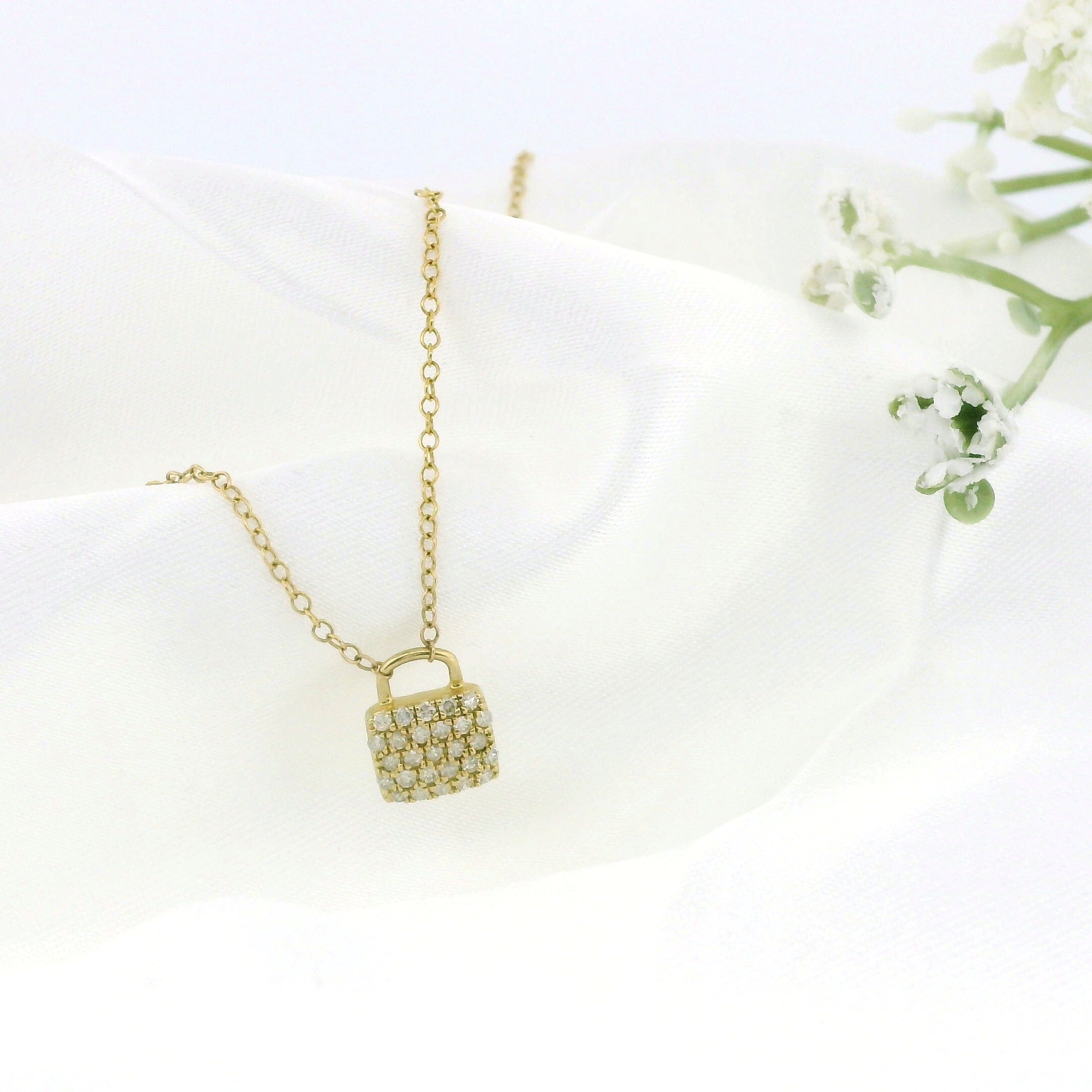 10k Yellow Gold Lock Charm Necklace