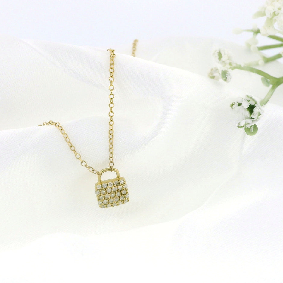 10k Yellow Gold Lock Charm Necklace