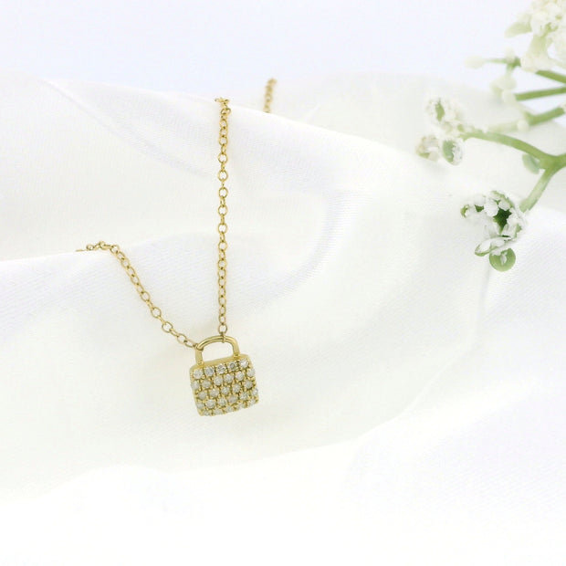 10k Yellow Gold Lock Charm Necklace