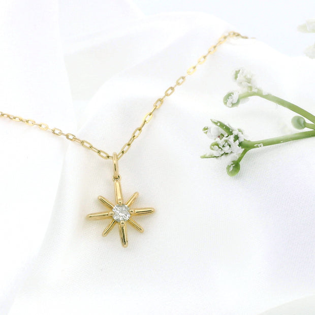 10k Gold North Star Charm Necklace