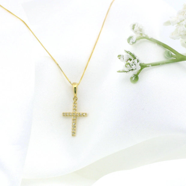 10k Gold Small Cross Charm Necklace