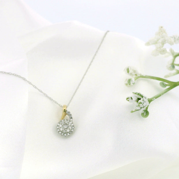 14k Gold Two Tone Round Diamond Necklace