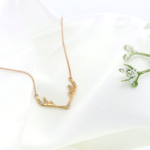 14k Gold Deer Antler Pendant