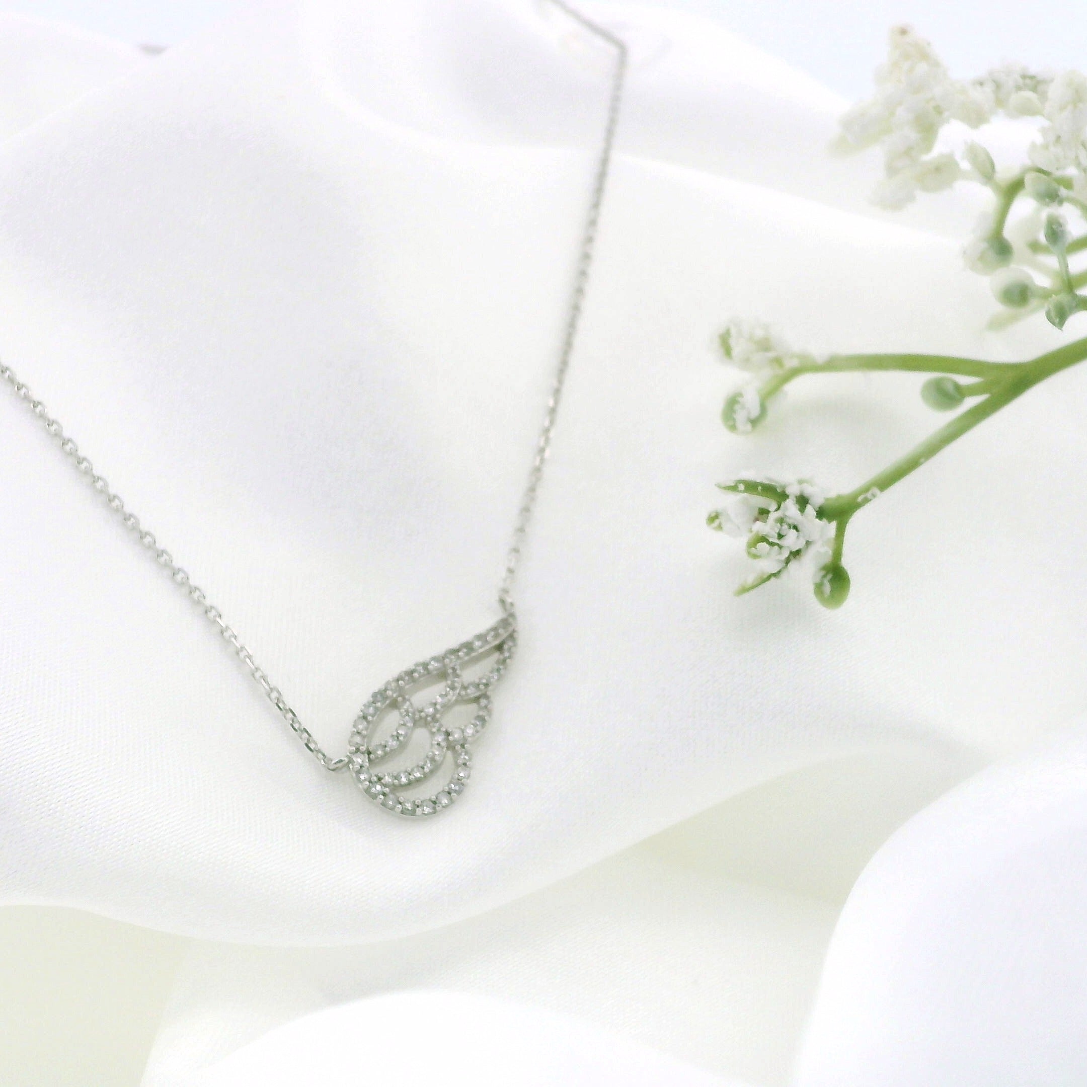 10k White Gold Wing Charm Necklace