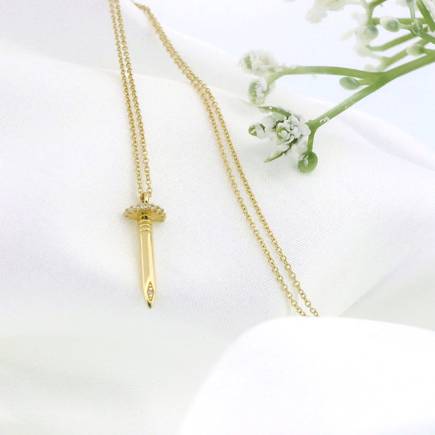 14k Gold Nail Diamond Necklace