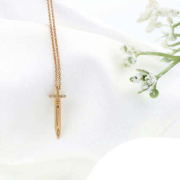 14k Gold Nail Diamond Necklace