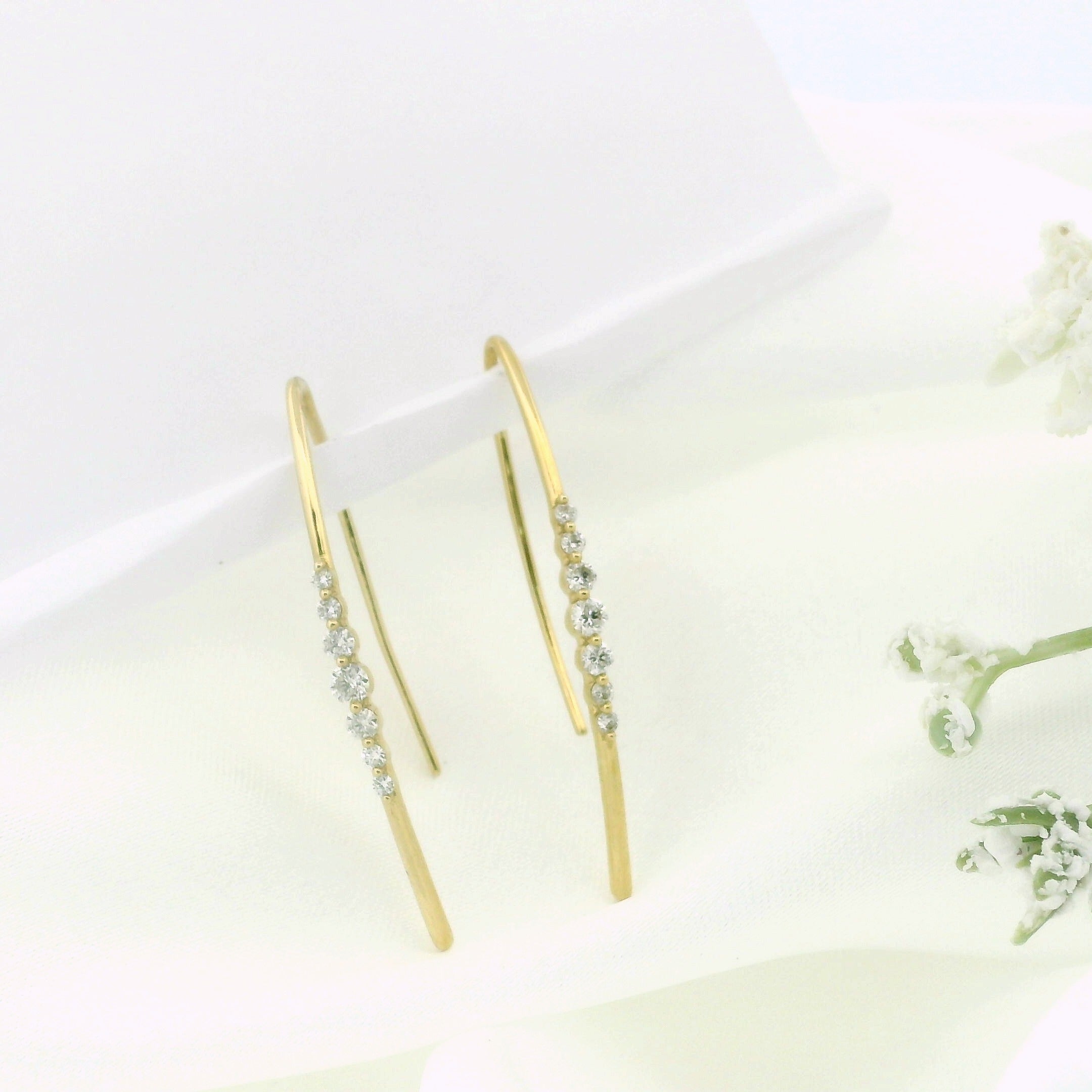 10k Yellow Gold Diamond Thread Earrings