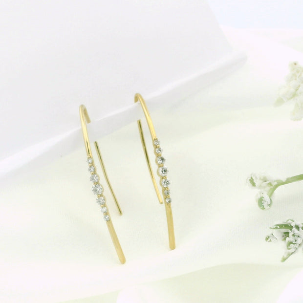 10k Yellow Gold Diamond Thread Earrings