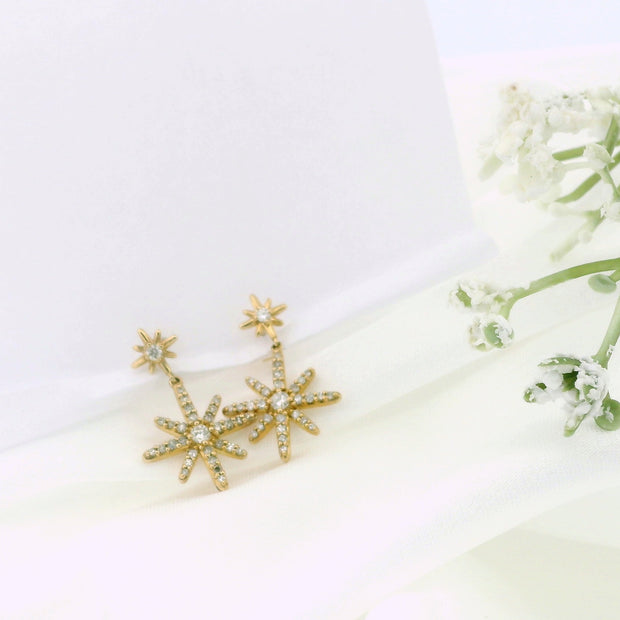 10k Yellow Gold Star Diamond Earrings