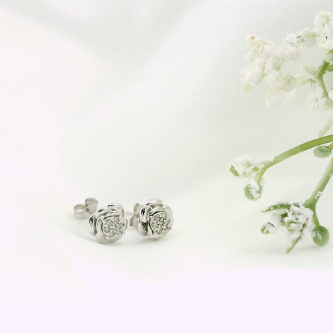 10k Gold Rose Cluster Diamond Stud Earrings