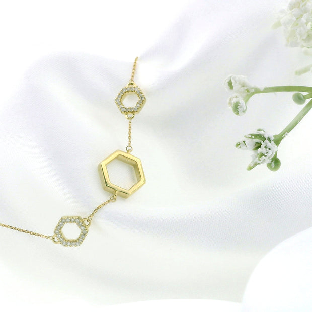 10k Yellow Gold Hexagon Bracelet