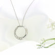 14K White Gold Diamond Circle Pendant Necklace