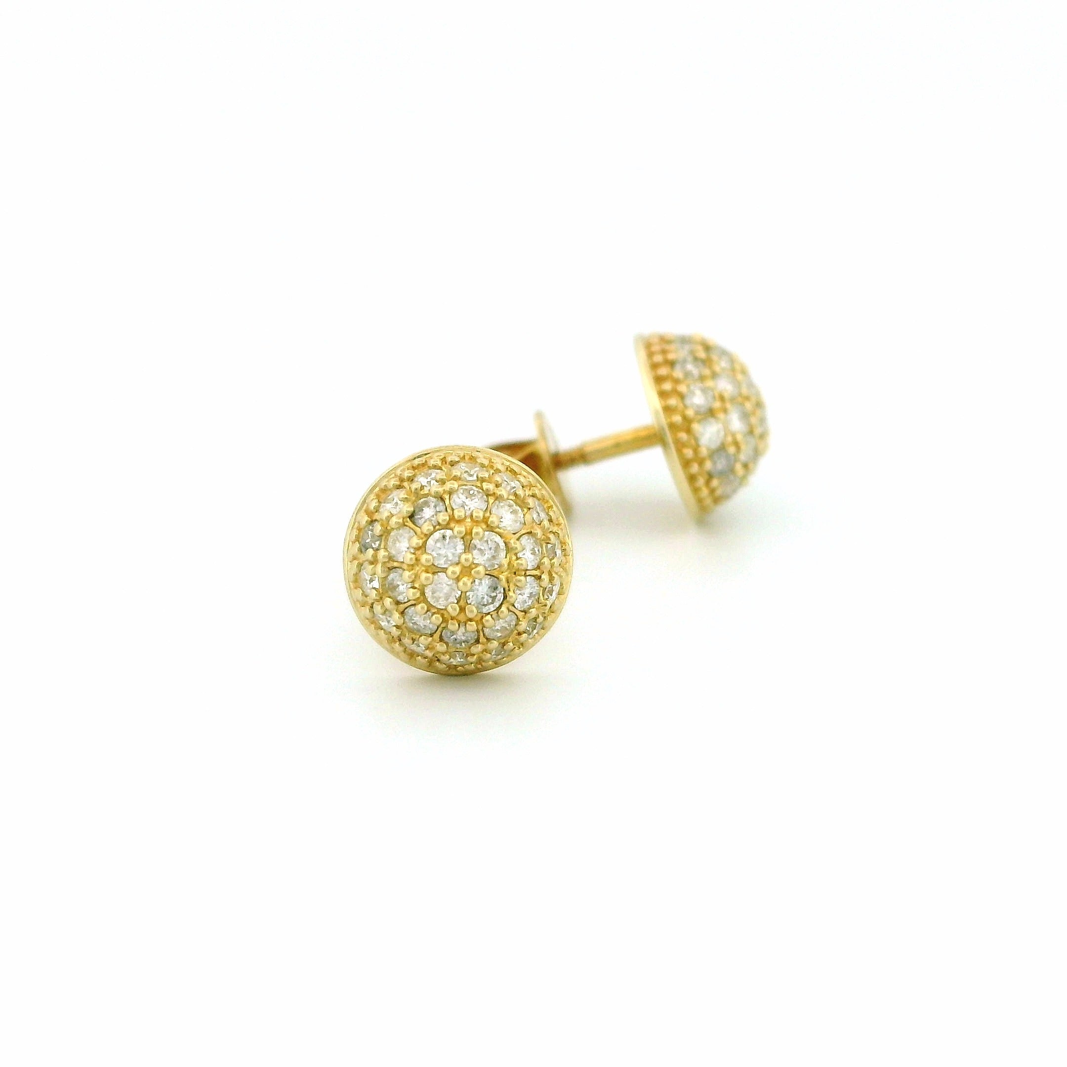 14k Yellow Gold Diamond Stud Earrings