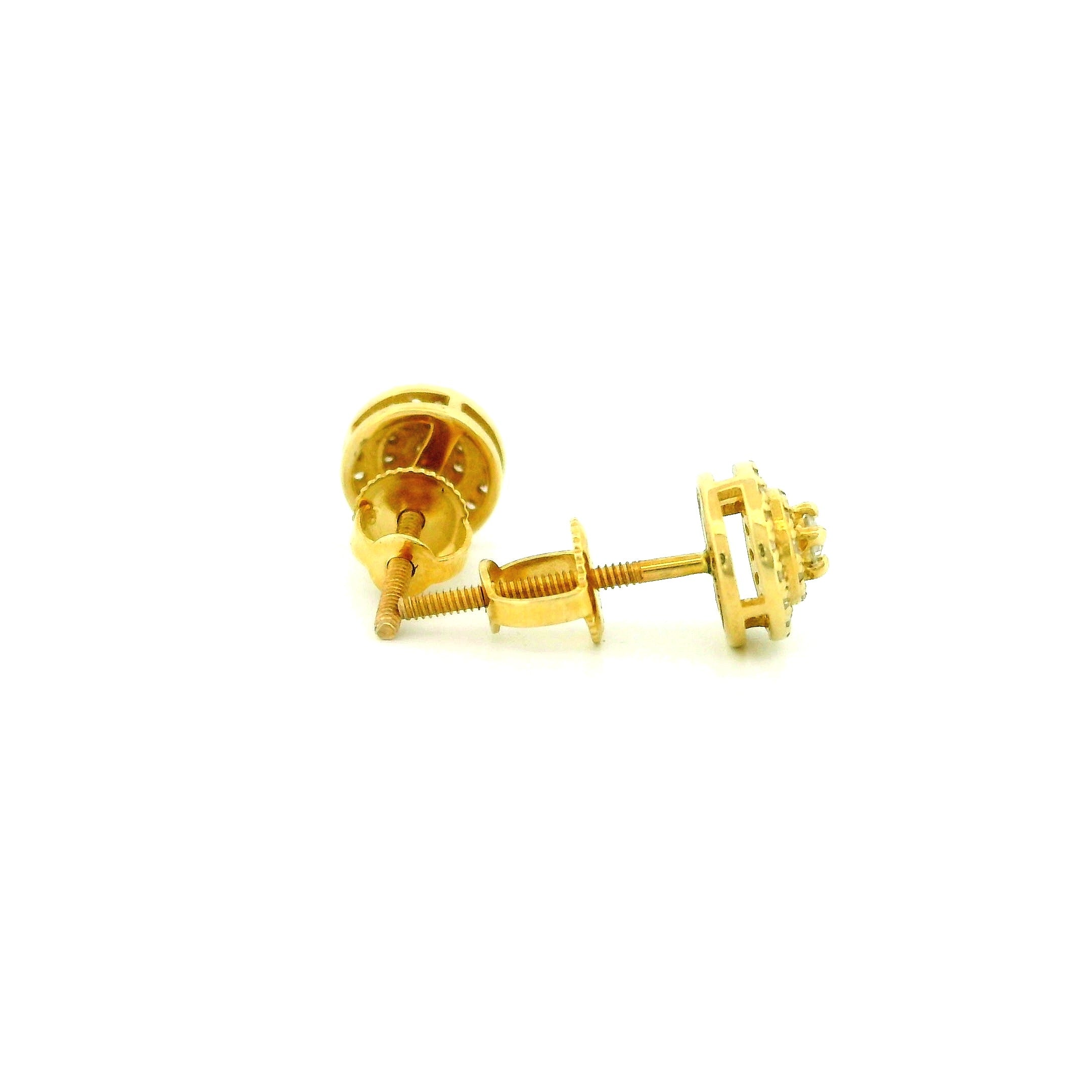 14k Yellow Gold Round Stud Diamond Earrings