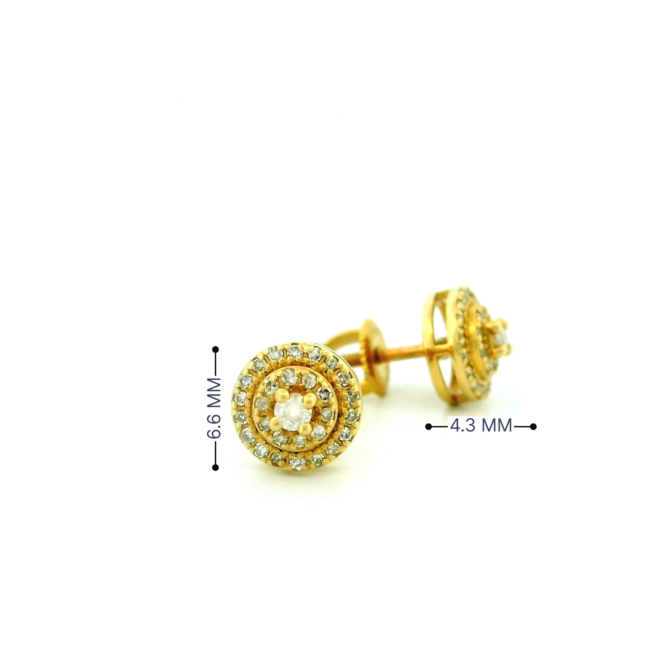 14k Yellow Gold Round Stud Diamond Earrings