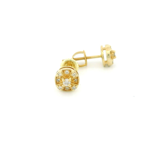 14k Yellow Gold Diamond Stud Earrings