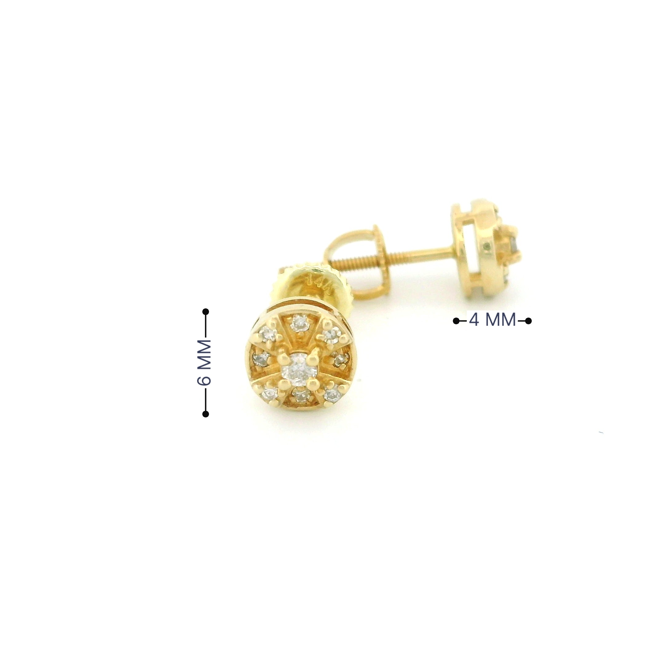 14k Yellow Gold Diamond Stud Earrings