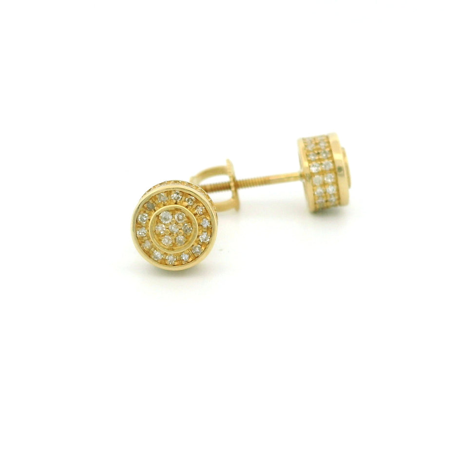 14k Yellow Gold Round Diamond Stud Earrings