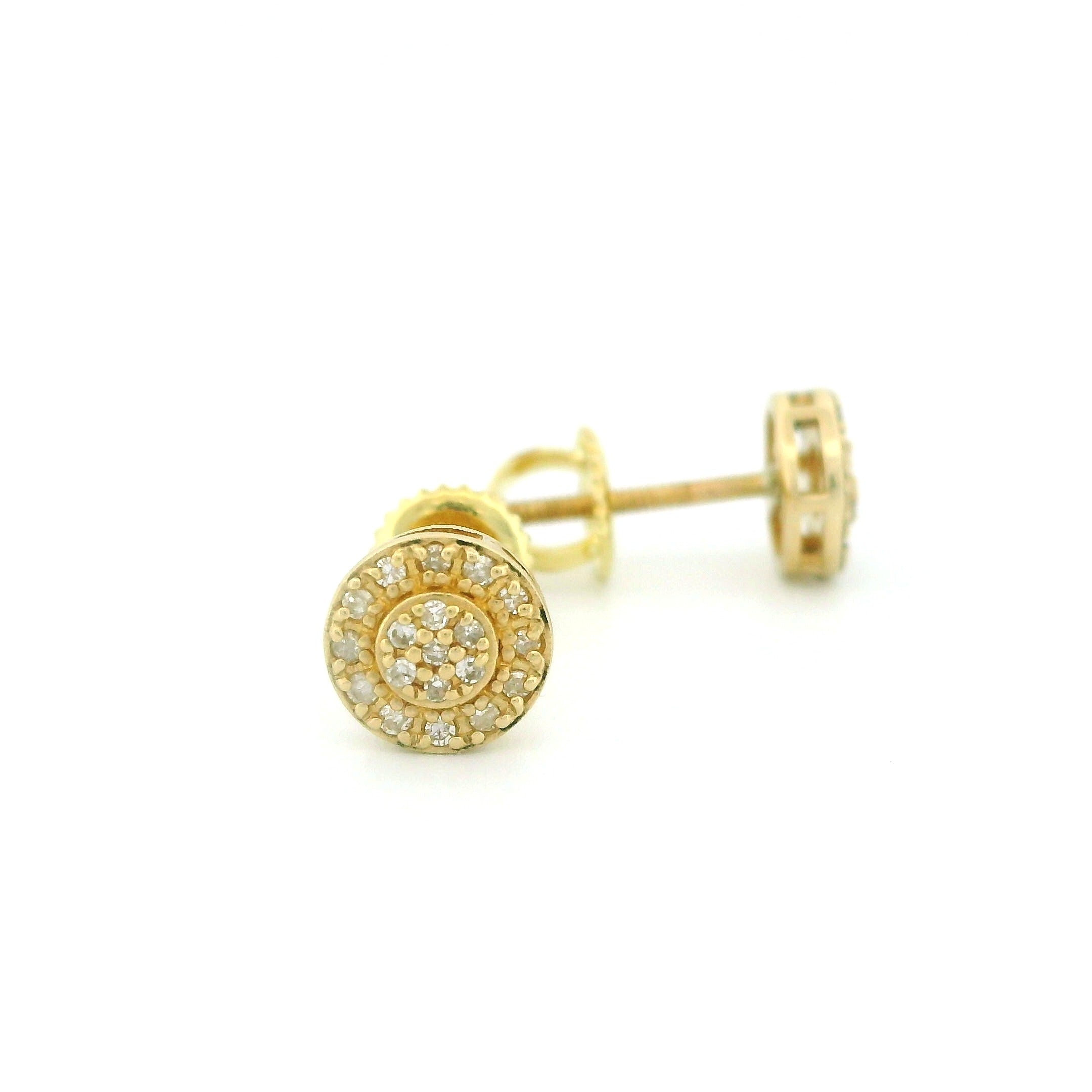 14k Yellow Gold Round Diamond Stud Earrings
