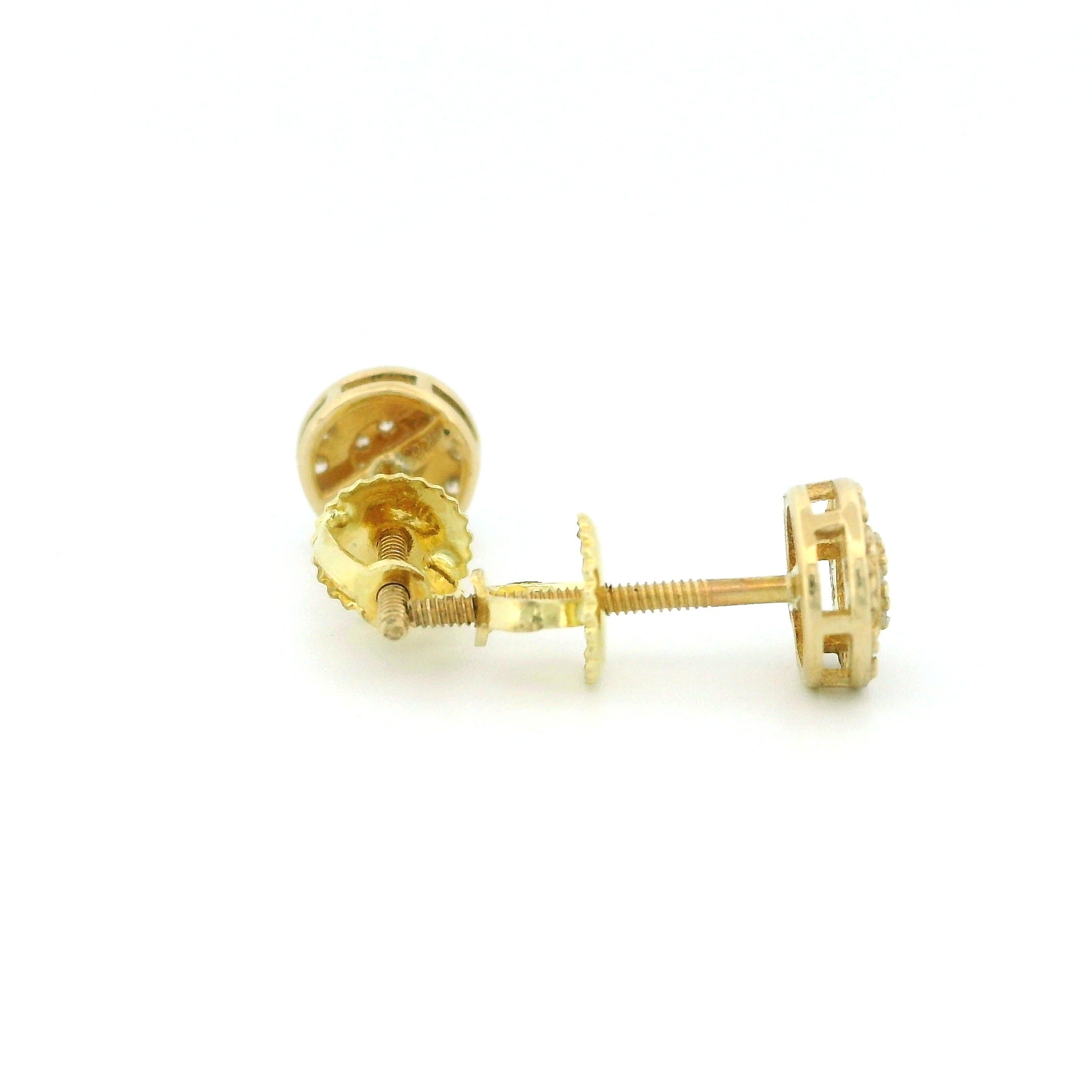 14k Yellow Gold Round Diamond Stud Earrings