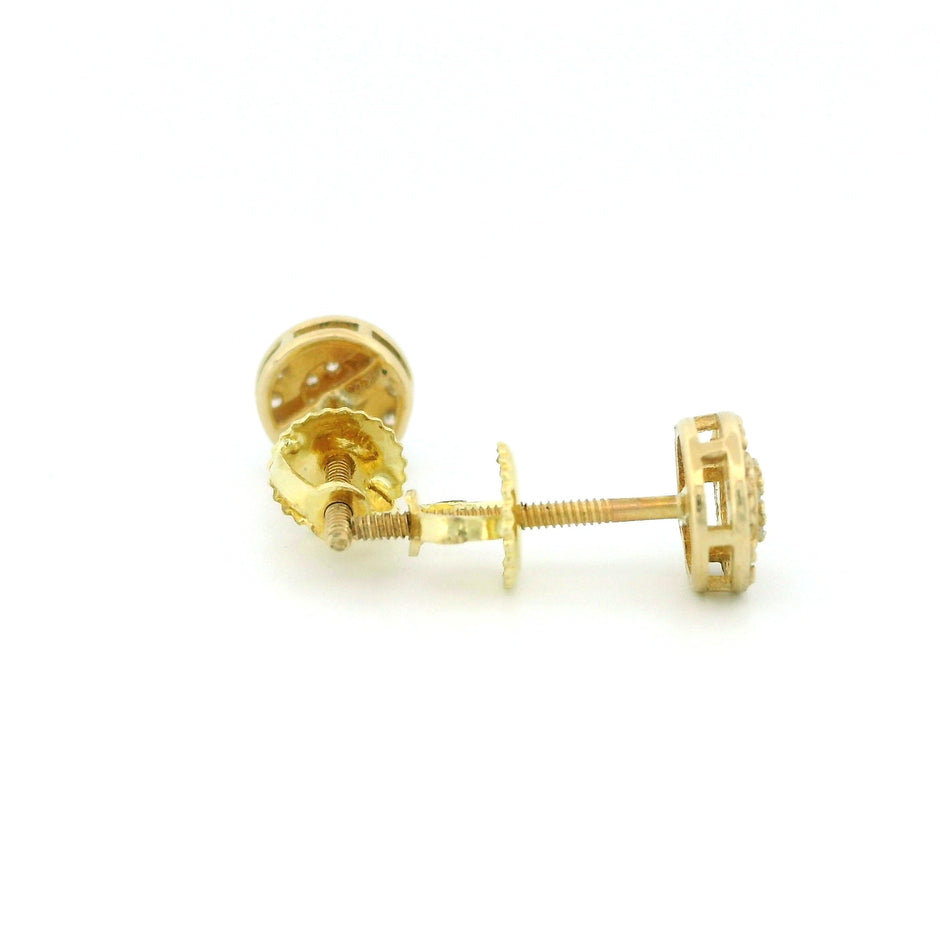 14k Yellow Gold Round Diamond Stud Earrings