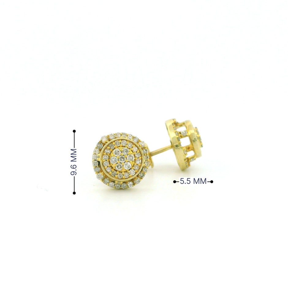 14k Yellow Gold Diamond Stud Earrings