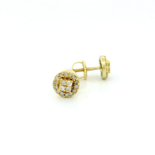 14k Yellow Gold Diamond Stud Earrings
