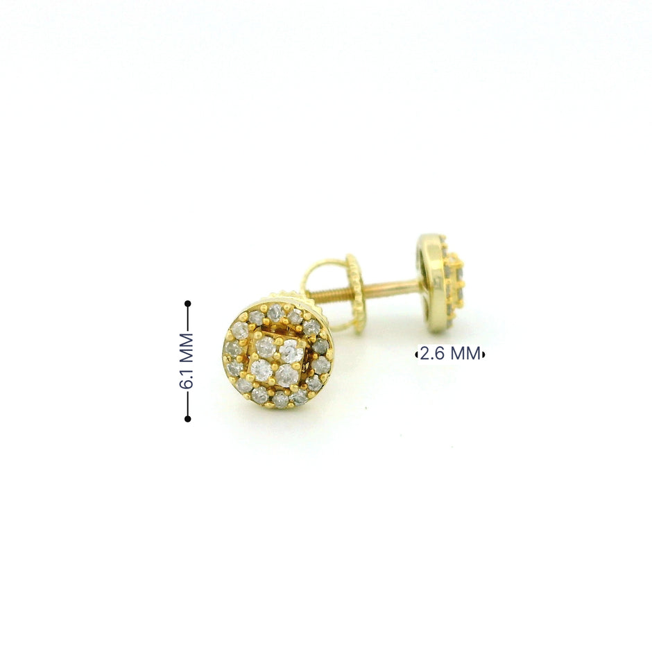 14k Yellow Gold Diamond Stud Earrings