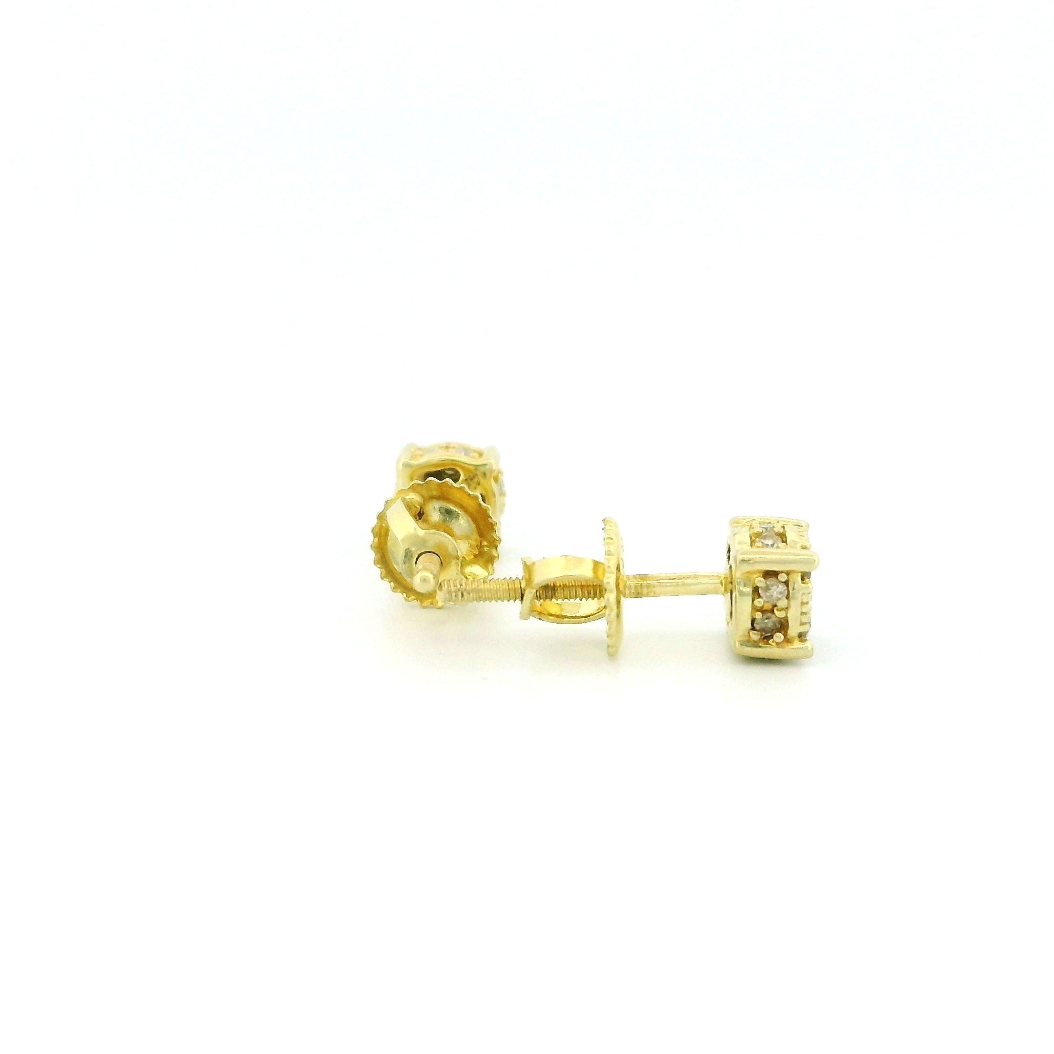 14k Yellow Gold Diamond Cluster Stud Earrings