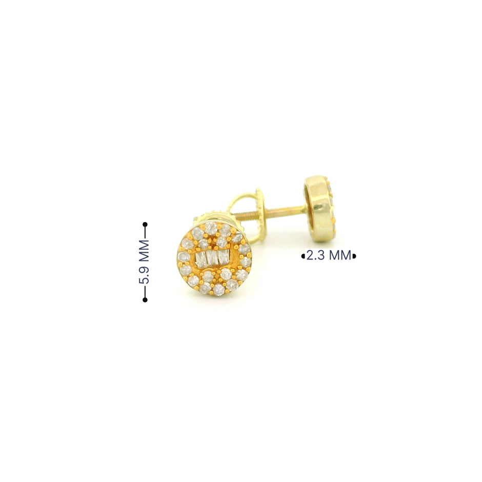 14k Yellow Gold Round Diamond Stud Earrings