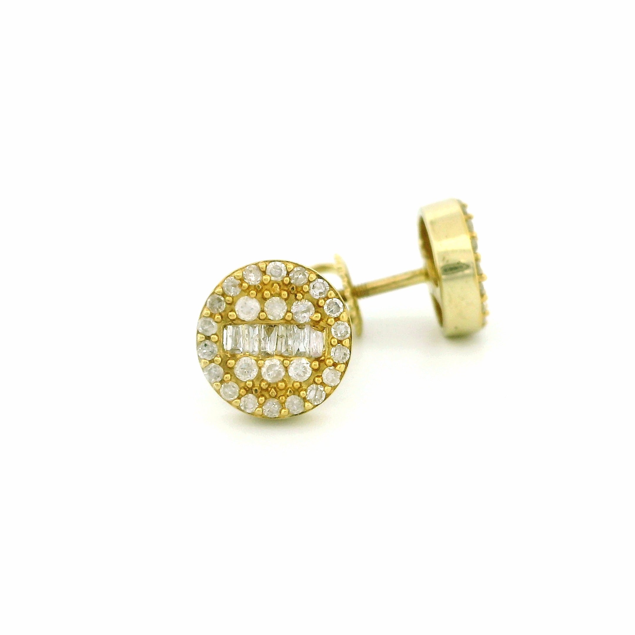 14k Yellow Gold Diamond Stud Earrings