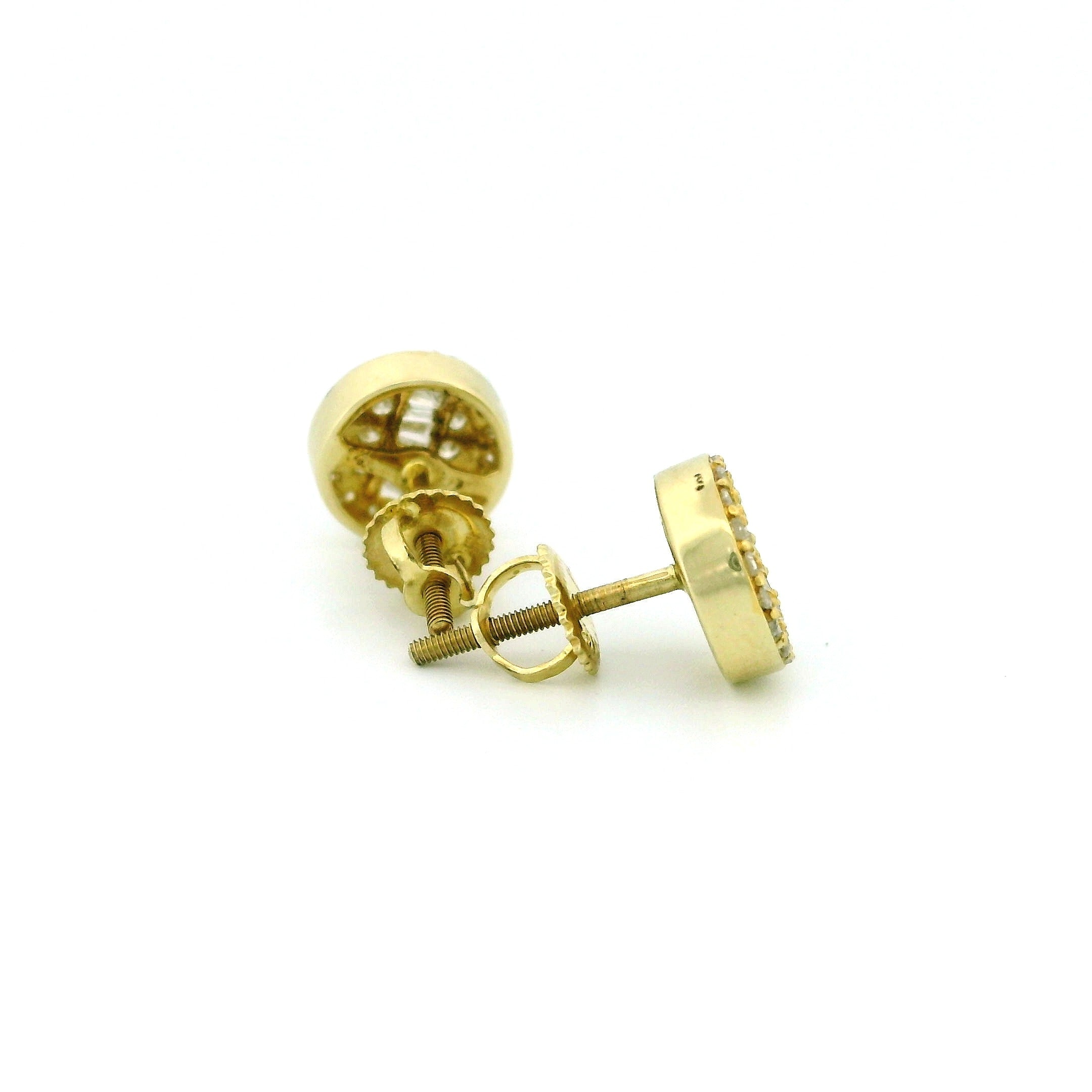 14k Yellow Gold Diamond Stud Earrings