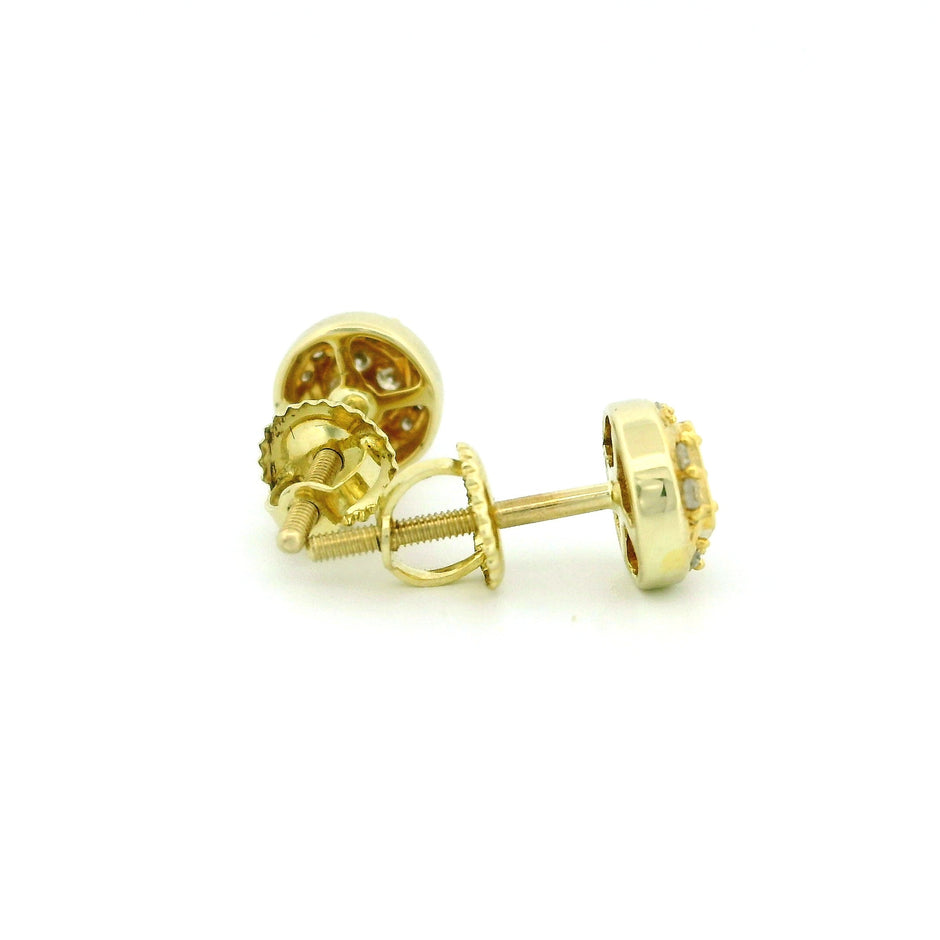 14k Yellow Gold Diamond Stud Earrings
