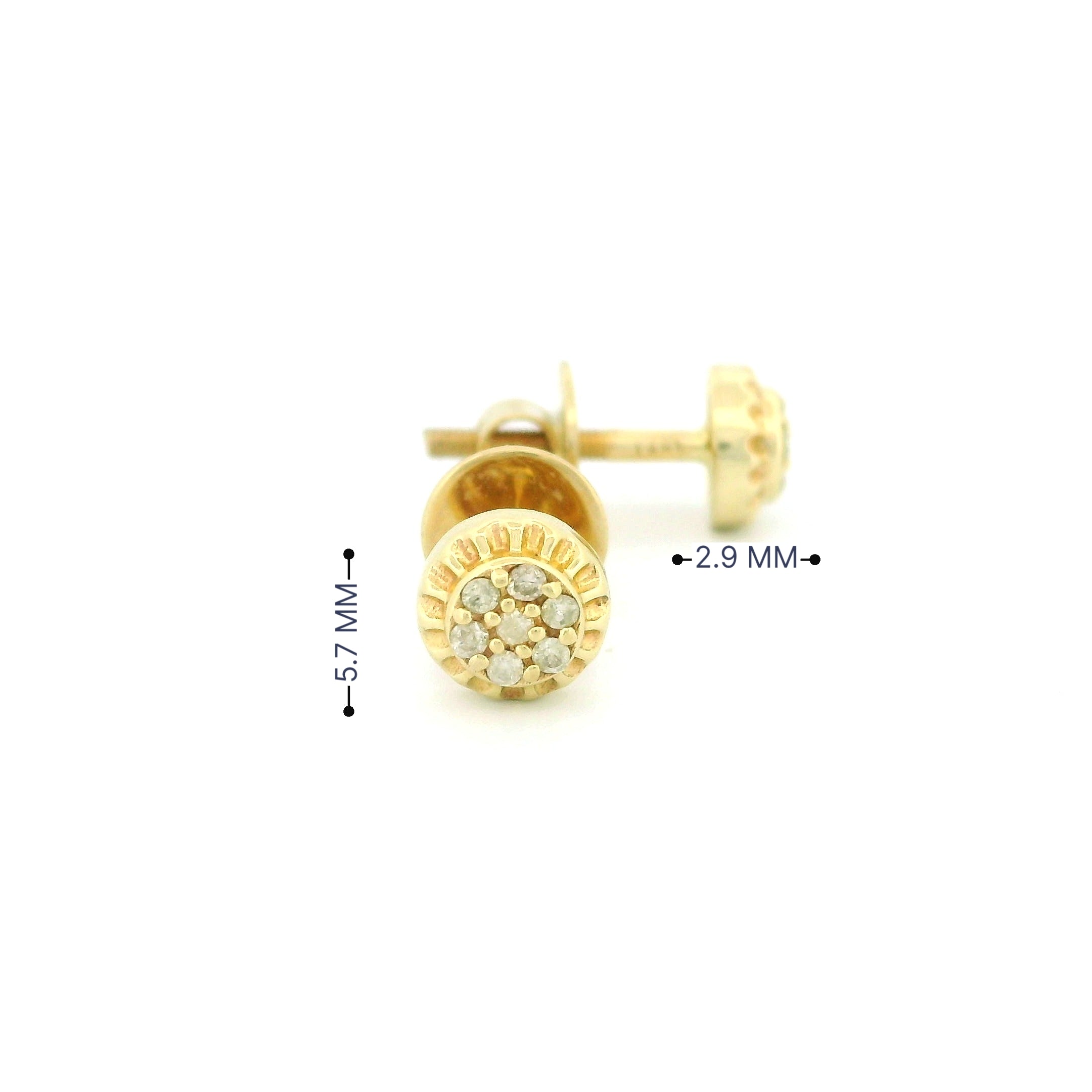 14k Yellow Gold Diamond Stud Earrings