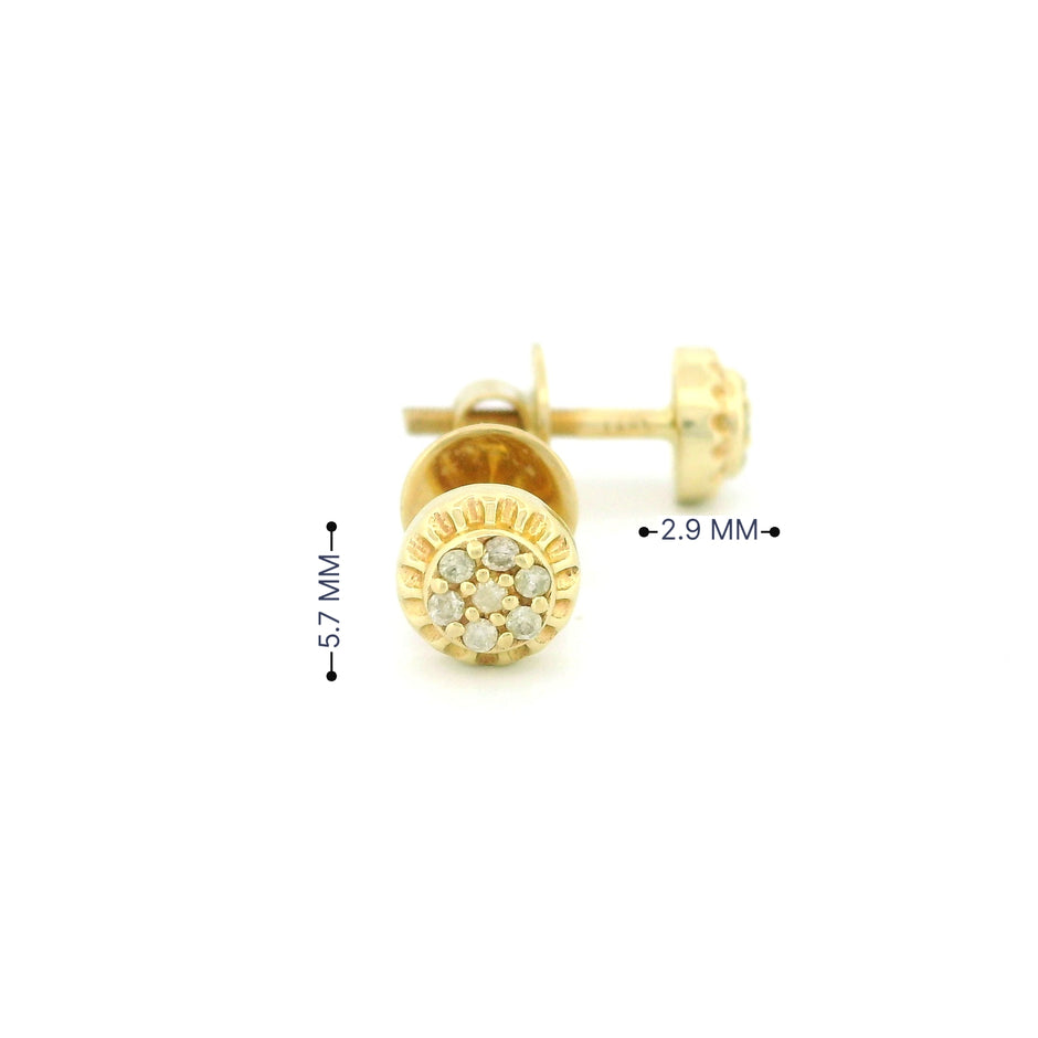 14k Yellow Gold Diamond Stud Earrings