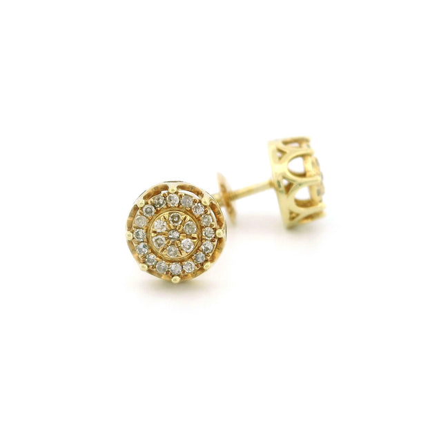 14k Gold Round Stud Diamond Earrings
