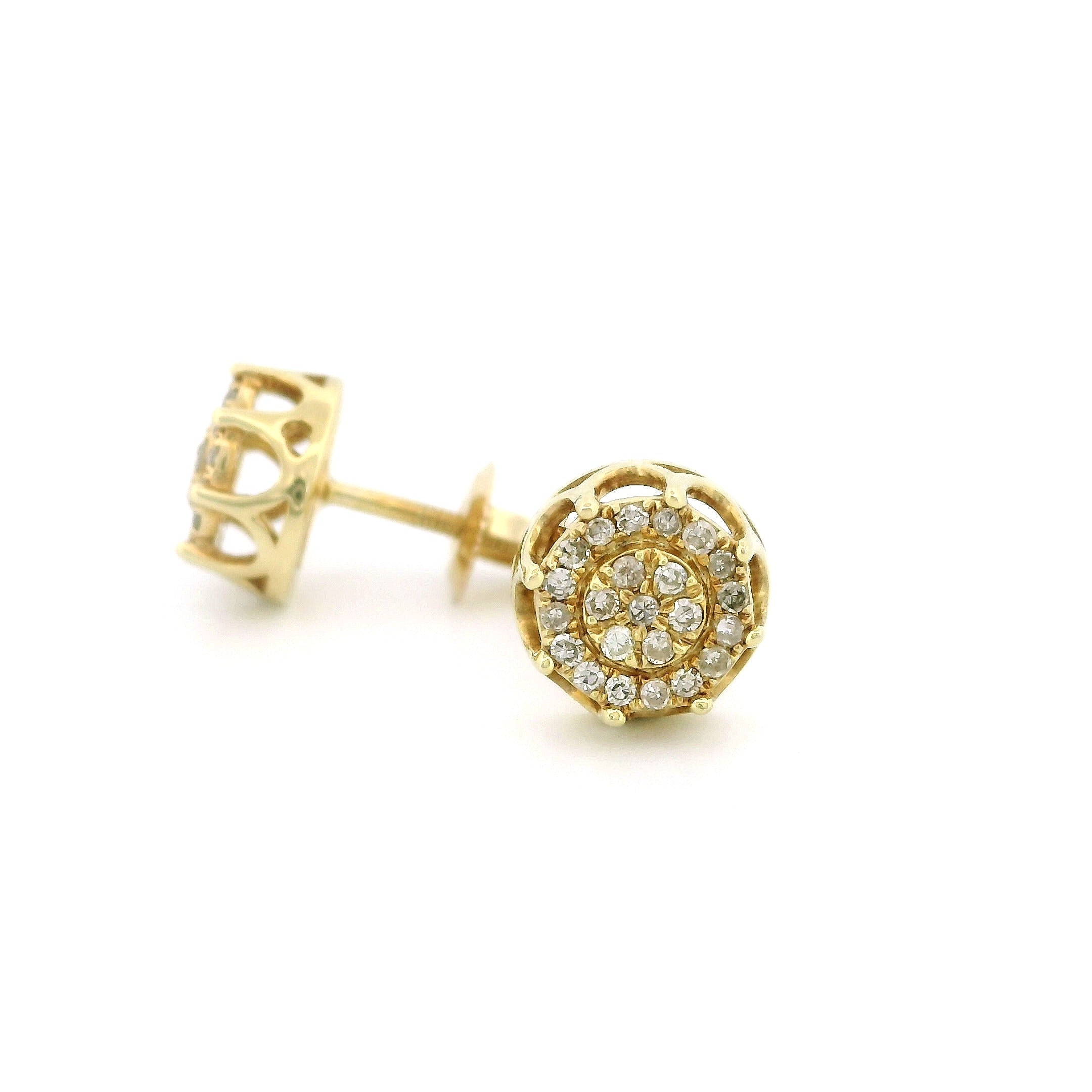 14k Gold Round Stud Diamond Earrings
