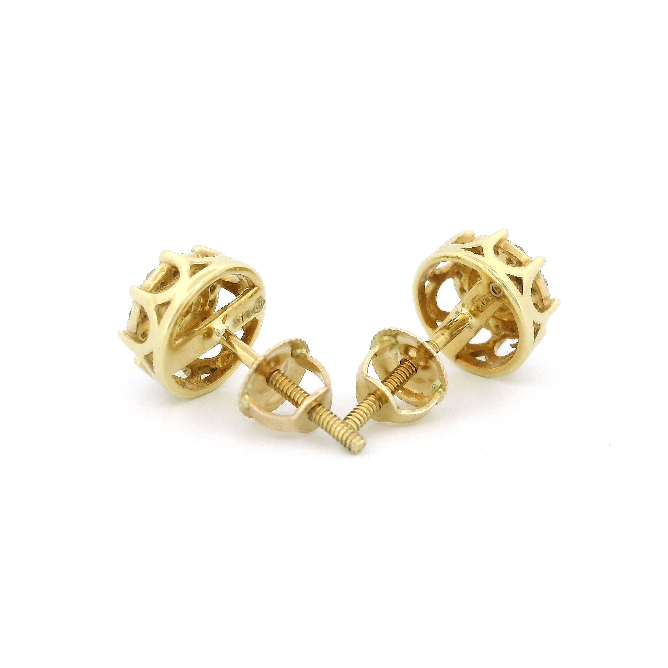 14k Gold Round Stud Diamond Earrings
