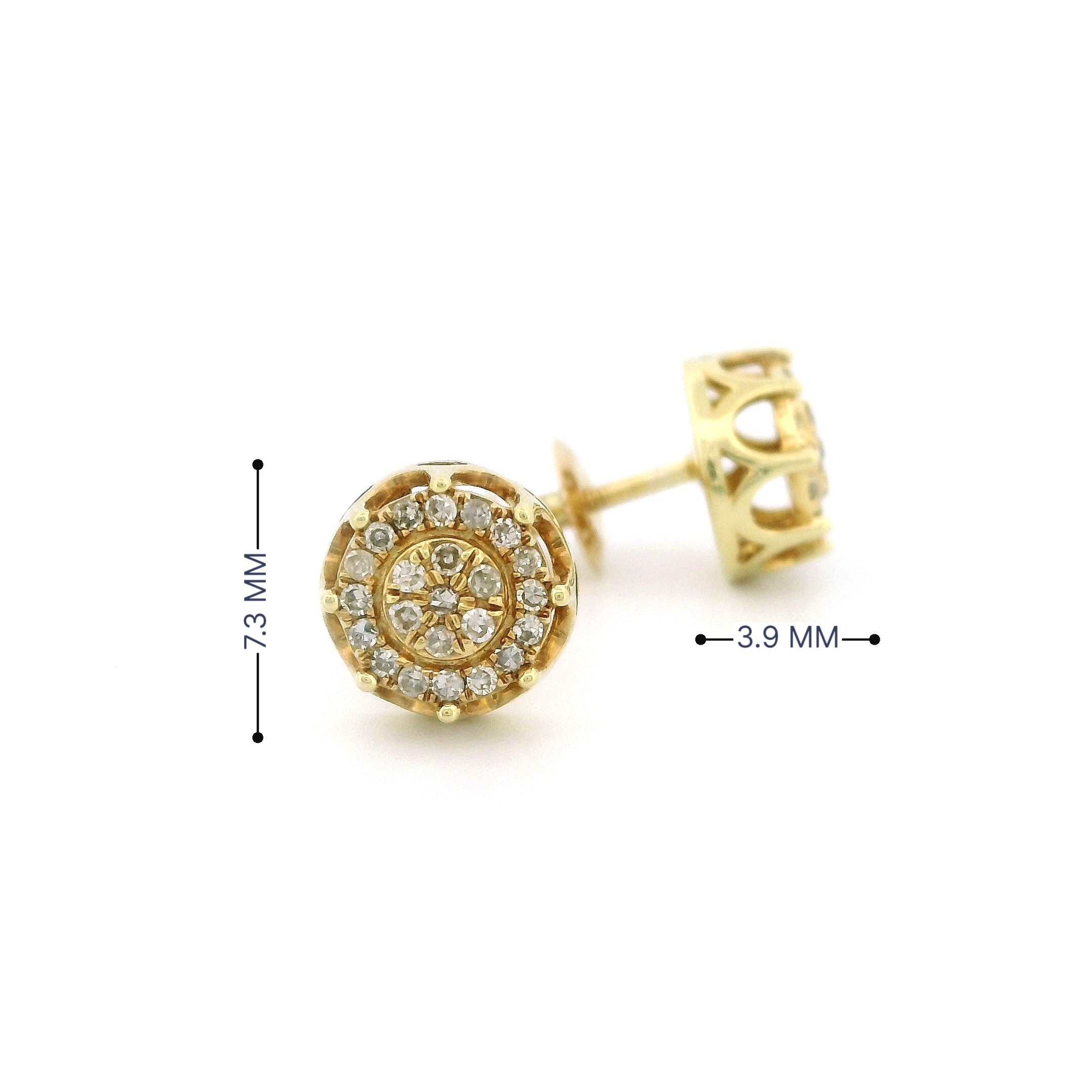 14k Gold Round Stud Diamond Earrings