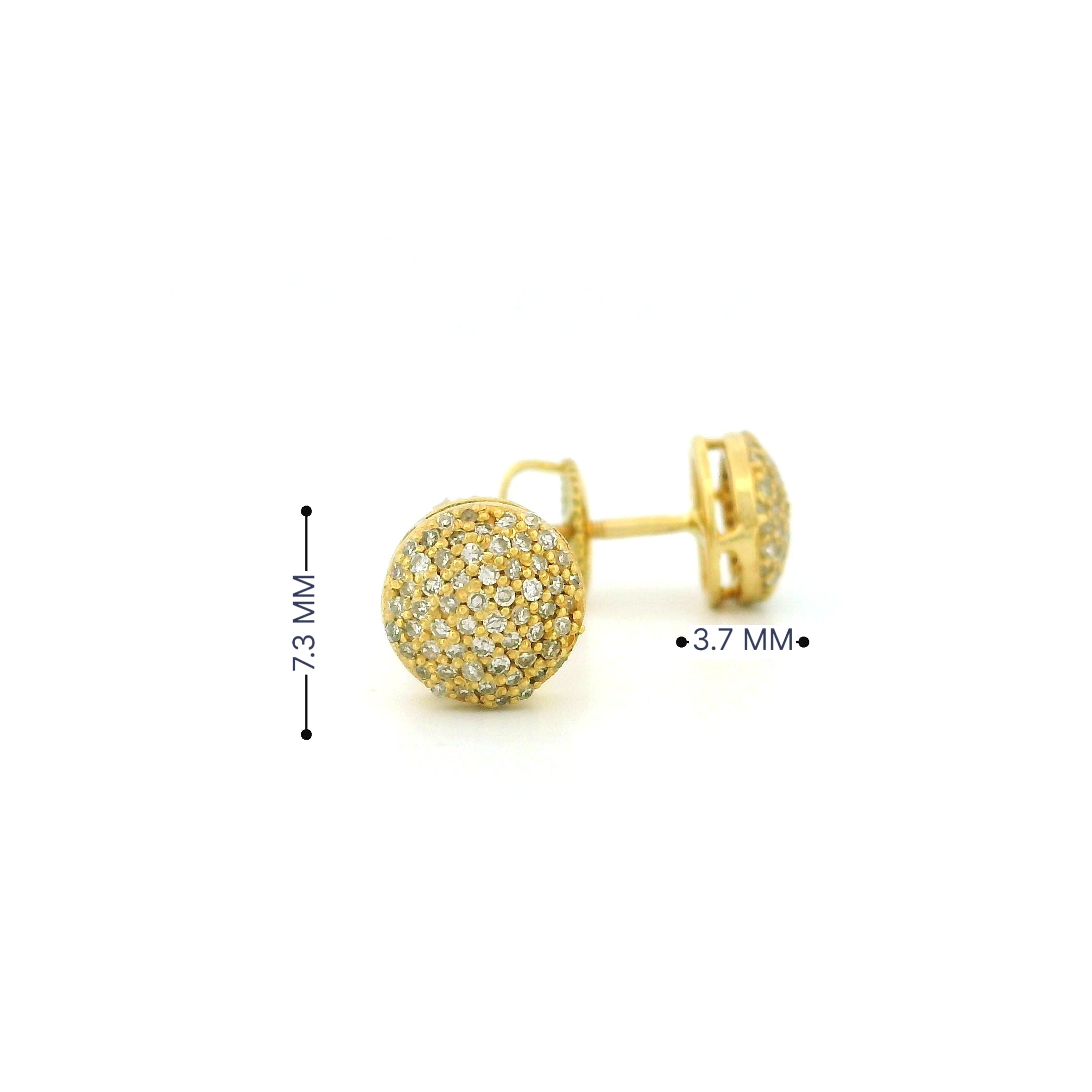14k Yellow Gold Diamond Stud Earrings