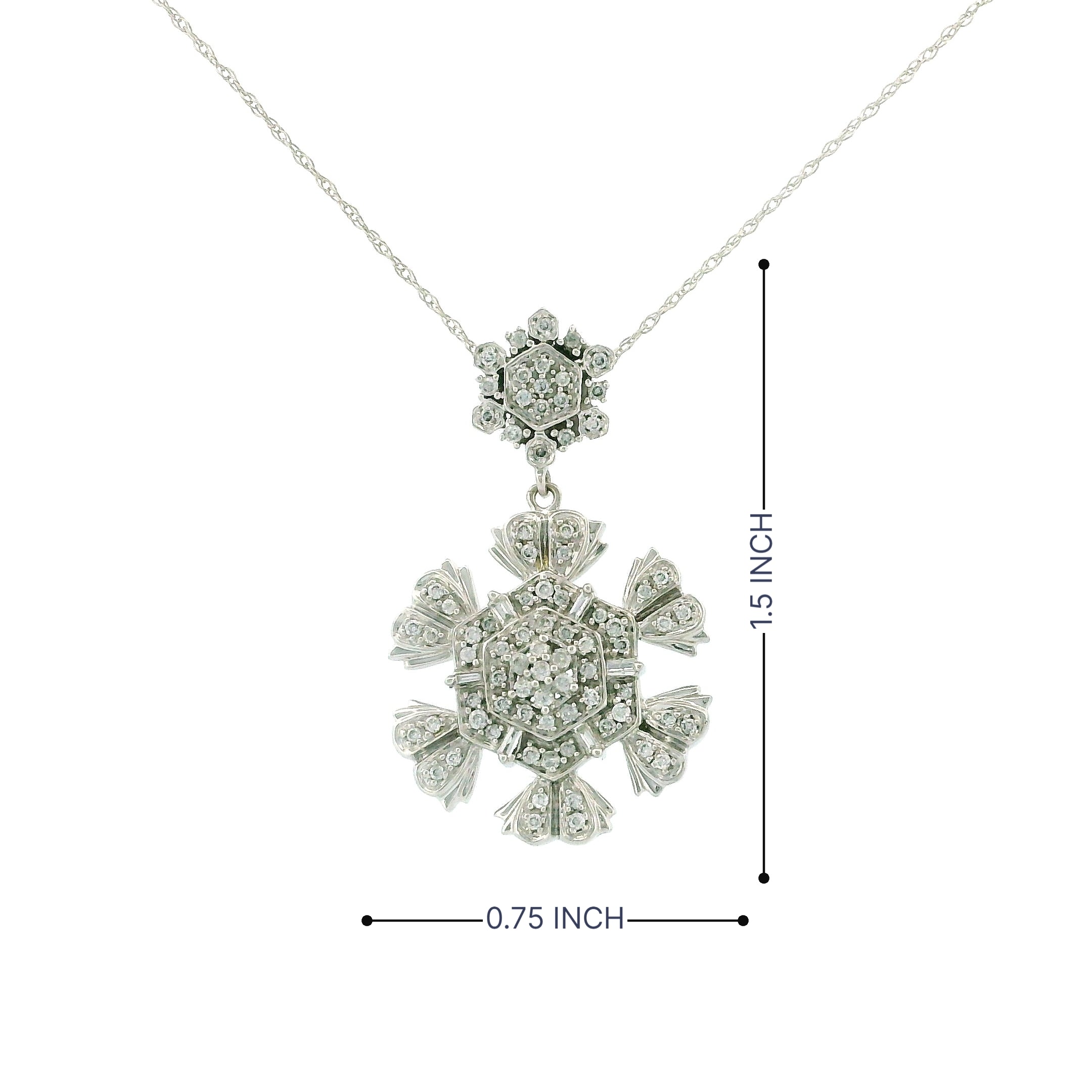 14k White Gold Hexagon Flower Charm Necklace