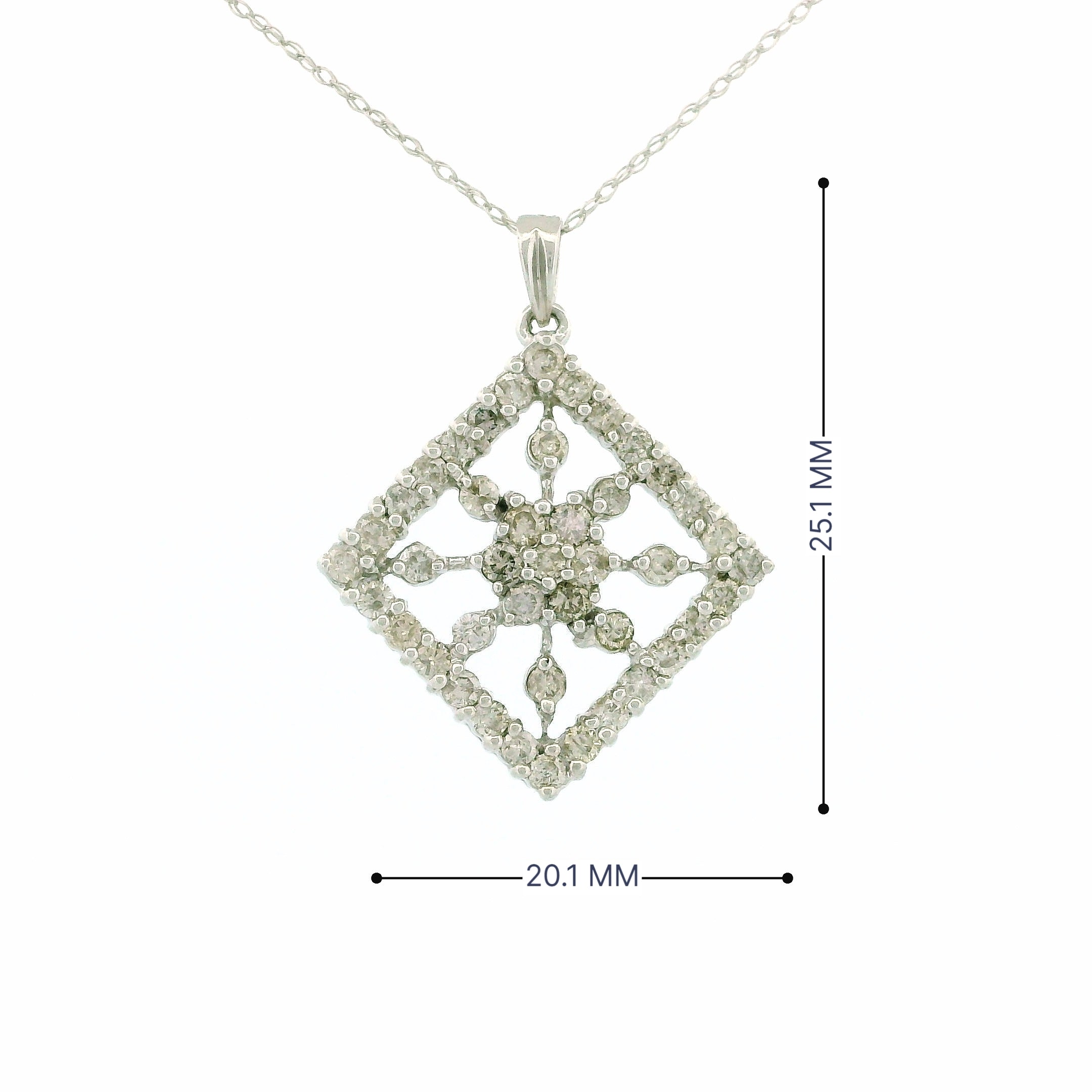 14k White Gold Sun-Inspired Rhombus Charm Necklace